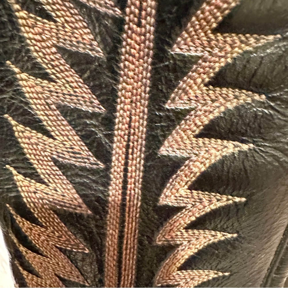Tony Lama Black and Brown Leather Western Heeled Boots - Picture 4 of 7